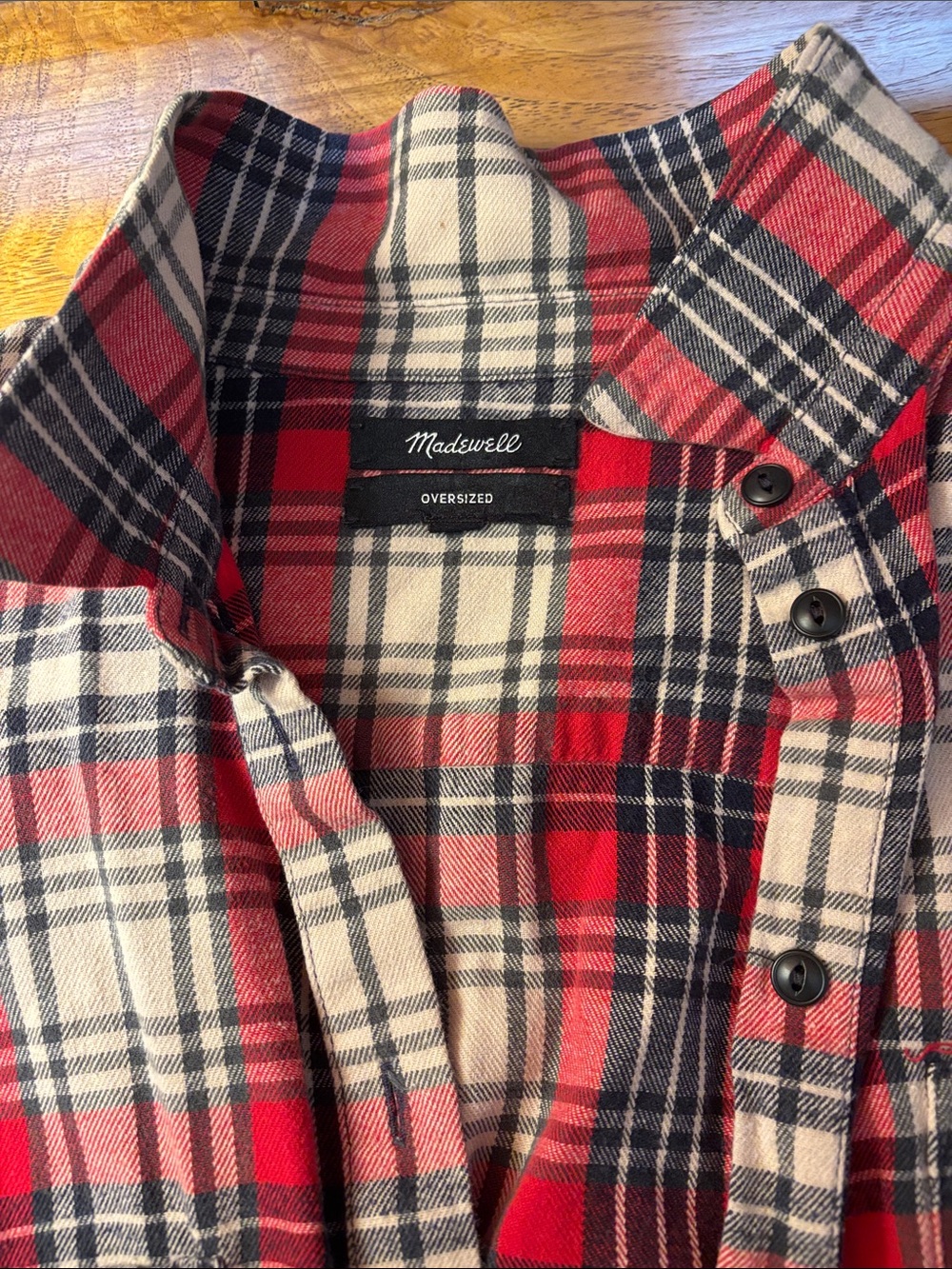 Madewell Women’s Red Plaid Flannel Shirt - Picture 2 of 4